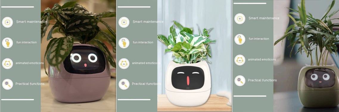 4U Smart Planter Set37 / Small Smart Planter - AI-Powered Indoor Plant Care with 49 Expressions & 7 Sensors