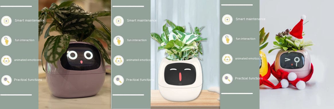 4U Smart Planter Set38 / Small Smart Planter - AI-Powered Indoor Plant Care with 49 Expressions & 7 Sensors