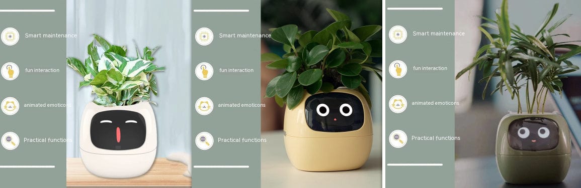 4U Smart Planter Set40 / Small Smart Planter - AI-Powered Indoor Plant Care with 49 Expressions & 7 Sensors