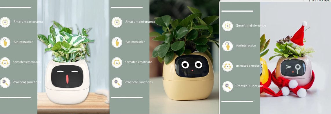 4U Smart Planter Set41 / Small Smart Planter - AI-Powered Indoor Plant Care with 49 Expressions & 7 Sensors