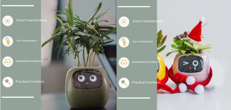 4U Smart Planter Set42 / Small Smart Planter - AI-Powered Indoor Plant Care with 49 Expressions & 7 Sensors