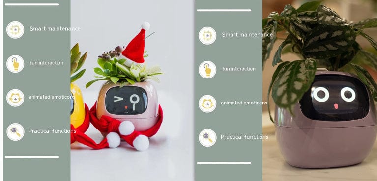 4U Smart Planter Set46 / Small Smart Planter - AI-Powered Indoor Plant Care with 49 Expressions & 7 Sensors