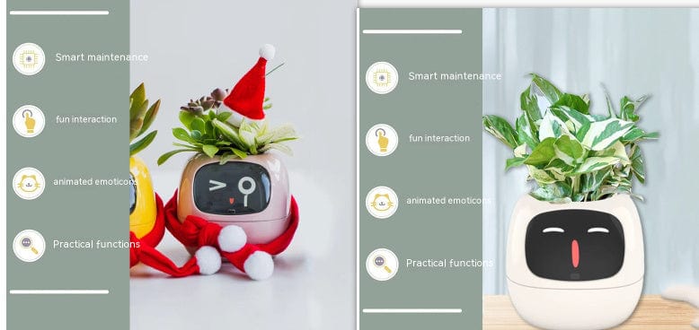 4U Smart Planter Set47 / Small Smart Planter - AI-Powered Indoor Plant Care with 49 Expressions & 7 Sensors