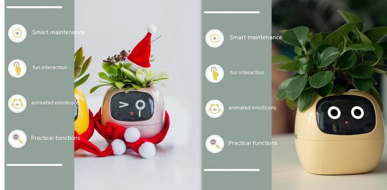 4U Smart Planter Set48 / Small Smart Planter - AI-Powered Indoor Plant Care with 49 Expressions & 7 Sensors