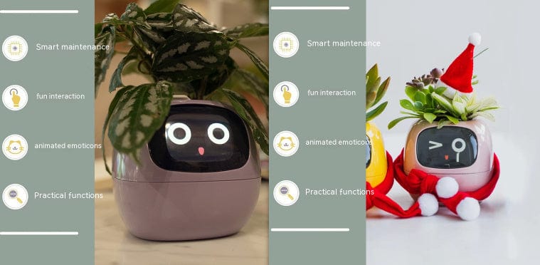 4U Smart Planter Set50 / Small Smart Planter - AI-Powered Indoor Plant Care with 49 Expressions & 7 Sensors