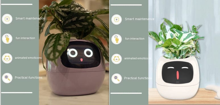 4U Smart Planter Set51 / Small Smart Planter - AI-Powered Indoor Plant Care with 49 Expressions & 7 Sensors