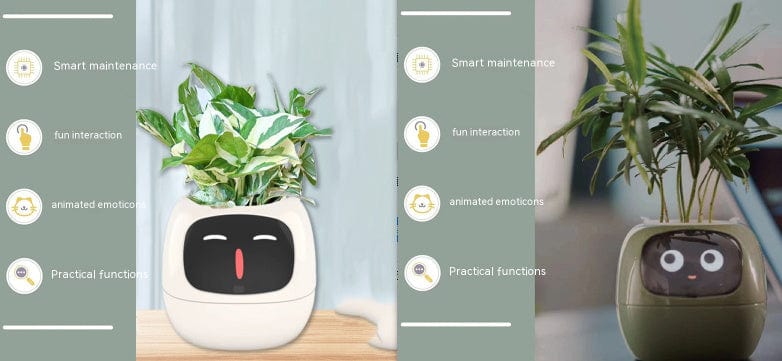 4U Smart Planter Set53 / Small Smart Planter - AI-Powered Indoor Plant Care with 49 Expressions & 7 Sensors