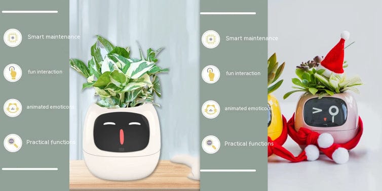 4U Smart Planter Set54 / Small Smart Planter - AI-Powered Indoor Plant Care with 49 Expressions & 7 Sensors