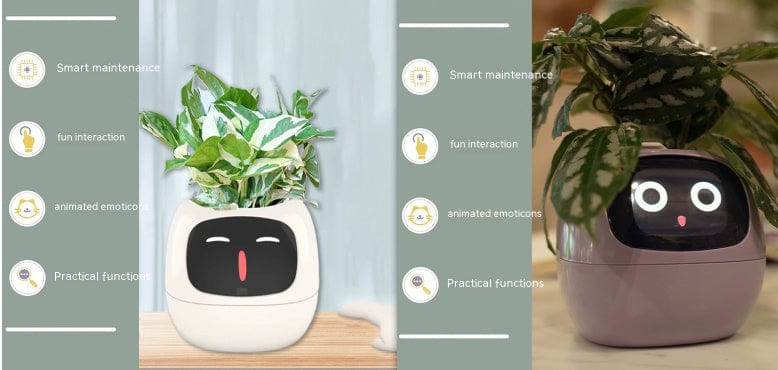 4U Smart Planter Set55 / Small Smart Planter - AI-Powered Indoor Plant Care with 49 Expressions & 7 Sensors