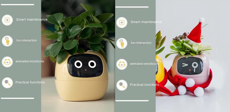 4U Smart Planter Set58 / Small Smart Planter - AI-Powered Indoor Plant Care with 49 Expressions & 7 Sensors