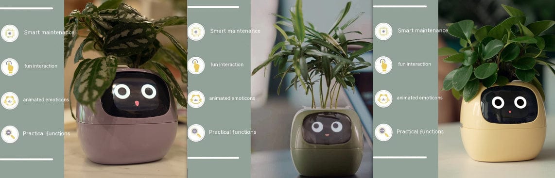 4U Smart Planter Set61 / Small Smart Planter - AI-Powered Indoor Plant Care with 49 Expressions & 7 Sensors