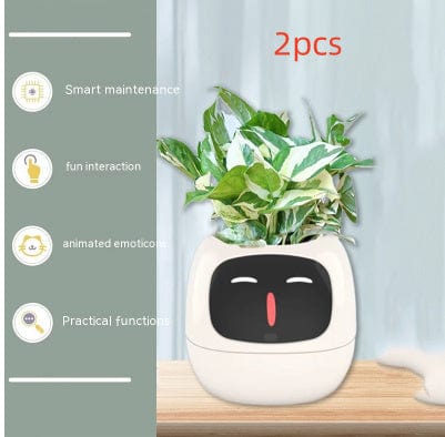 4U Smart Planter Set7 / Small Smart Planter - AI-Powered Indoor Plant Care with 49 Expressions & 7 Sensors