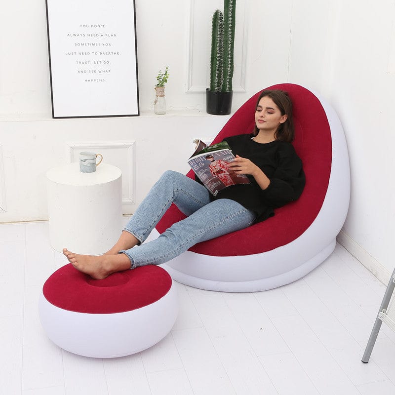 4U Sofa "Lazy Flocking Inflatable Sofa – Portable Bean Bag for Relaxation & Napping"