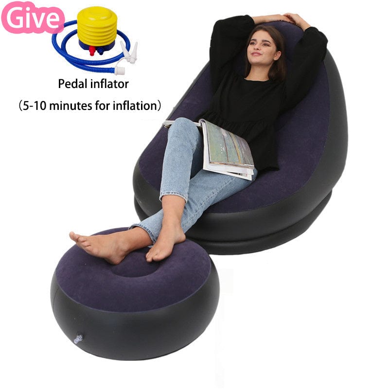 4U Sofa "Lazy Flocking Inflatable Sofa – Portable Bean Bag for Relaxation & Napping"