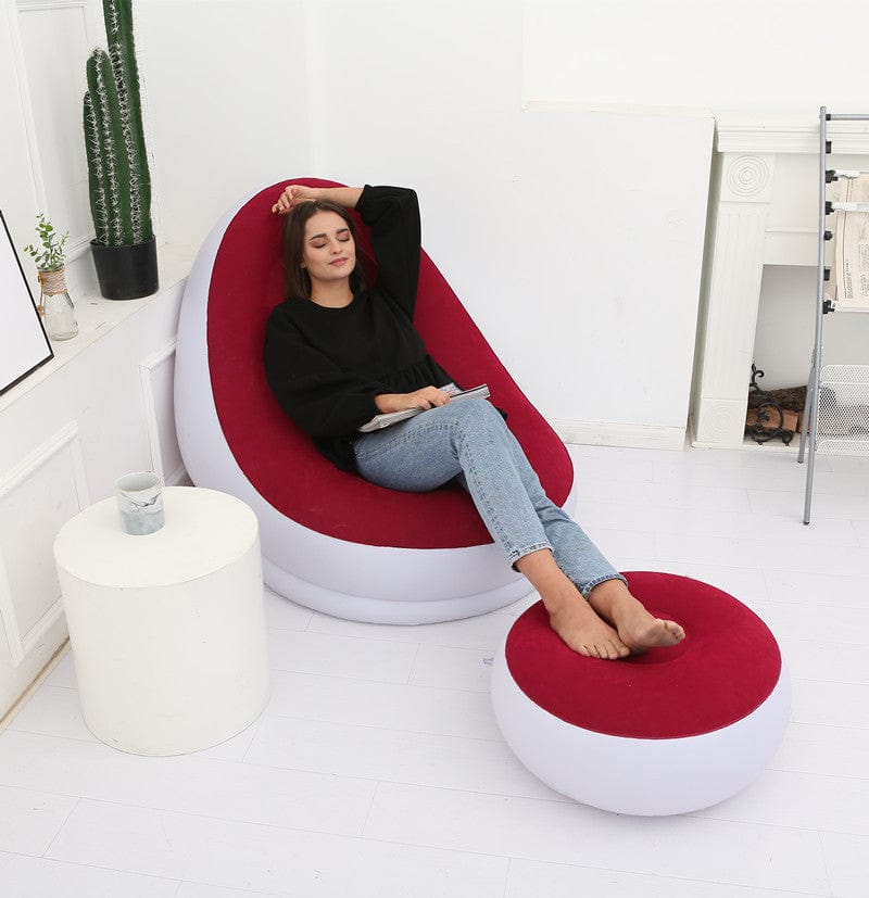 4U Sofa "Lazy Flocking Inflatable Sofa – Portable Bean Bag for Relaxation & Napping"