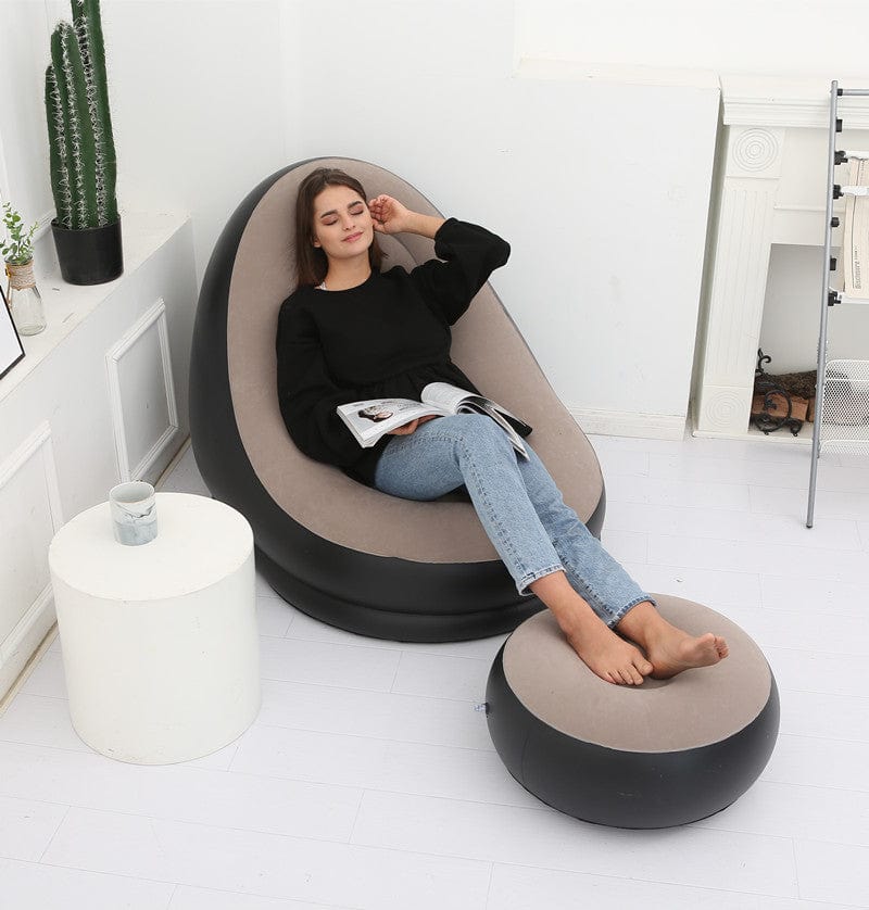 4U Sofa "Lazy Flocking Inflatable Sofa – Portable Bean Bag for Relaxation & Napping"