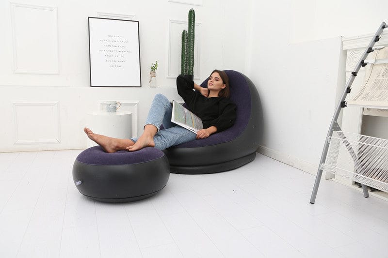 4U Sofa "Lazy Flocking Inflatable Sofa – Portable Bean Bag for Relaxation & Napping"