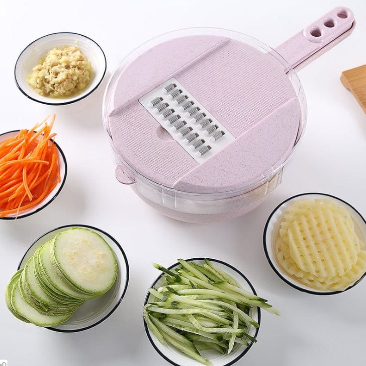 4U Tool Kit Pink / 1pc Multifunctional 8-in-1 Vegetable Slicer - Potato Peeler, Onion Grater & Kitchen Tool Kit