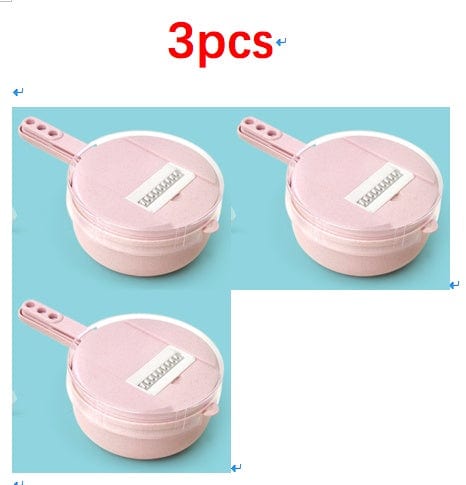 4U Tool Kit Pink / 3pcs Multifunctional 8-in-1 Vegetable Slicer - Potato Peeler, Onion Grater & Kitchen Tool Kit