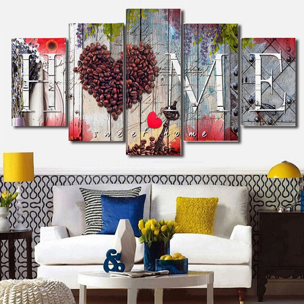 4U Wall Art Home Sweet Home Wall Art - Stylish Oil Painting Board in Multiple Size Options