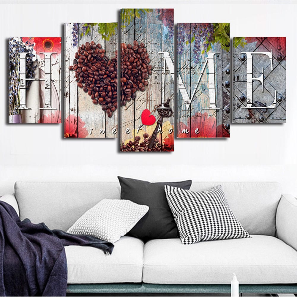 4U Wall Art Home Sweet Home Wall Art - Stylish Oil Painting Board in Multiple Size Options