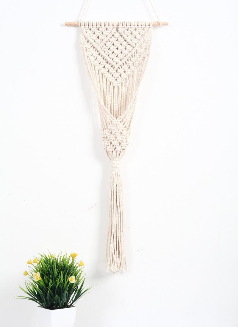 4U Woven Net Bag White / 30X70CM European Style Woven Net Bag - Floral Display Basket for Wall Decoration